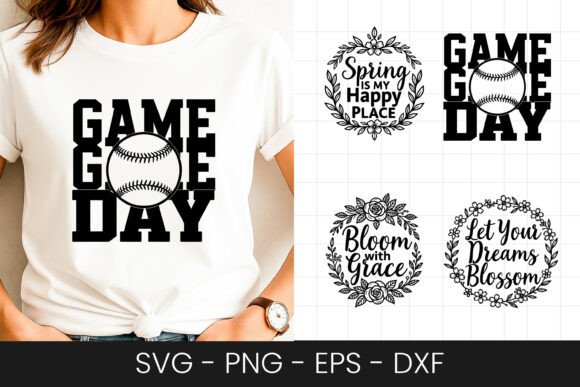 Baseball Game Day Quote Design SVG PNG for Graphics and Crafts