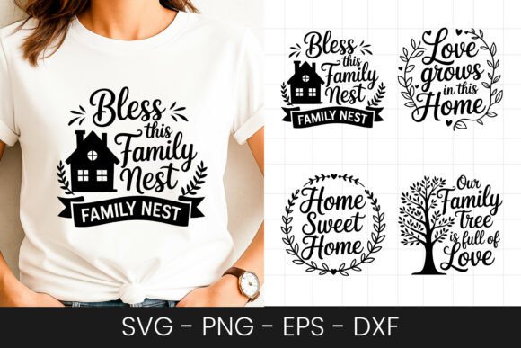 Blessed Family Home Quote Design SVG PNG for Graphics and Crafts