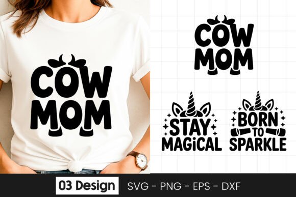 Cow Mom Funny Farm Quote T Shirt SVG PNG Graphics in Crafts