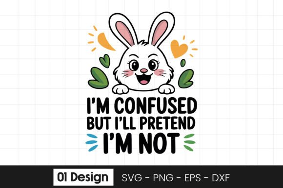 Cute Bunny Confused Quote Design SVG PNG Review