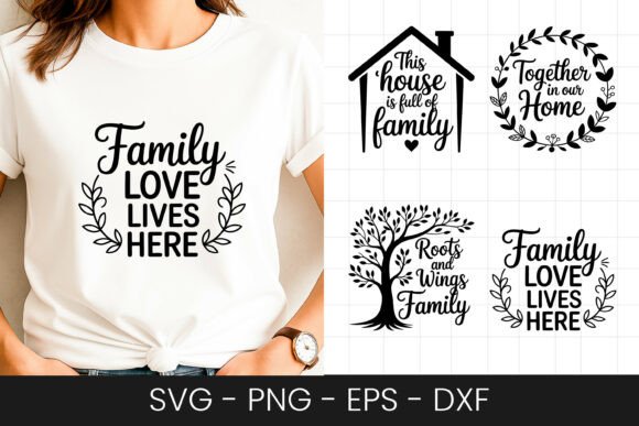 Family Love Lives Here Quote Design SVG for Graphics and Crafts