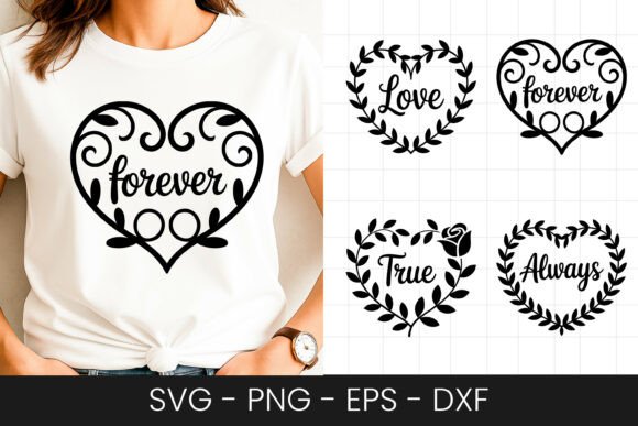 Forever Love Heart Quote Design SVG PNG for Crafts & Graphics