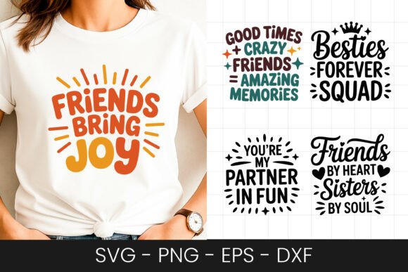 Friends Bring Joy Quote Design SVG PNG for Crafts and Graphics