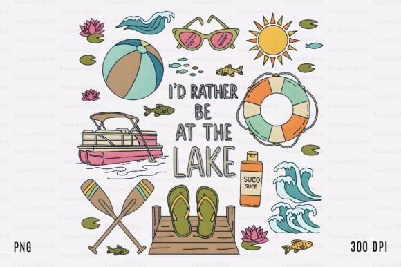 Lake Quote Summer Bundle SVG PNG Art for Graphics and Crafts