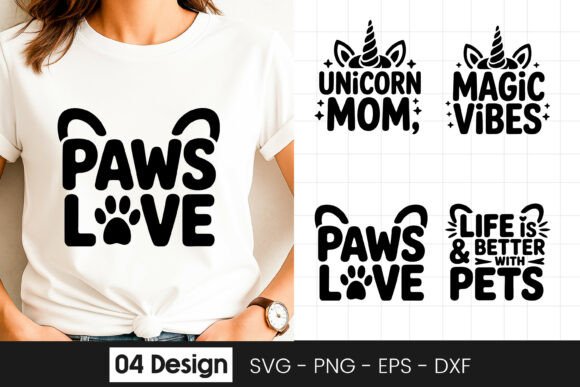 Paws Love Dog Cat Quote Pet Lover SVG PN Graphics