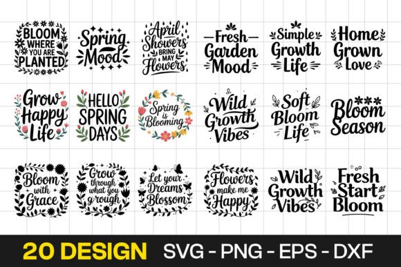 Spring Floral Quote Typography SVG PNG Graphics Review