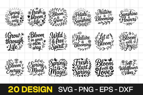 Spring Wreath Floral Quote Typography Graphics for Crafts